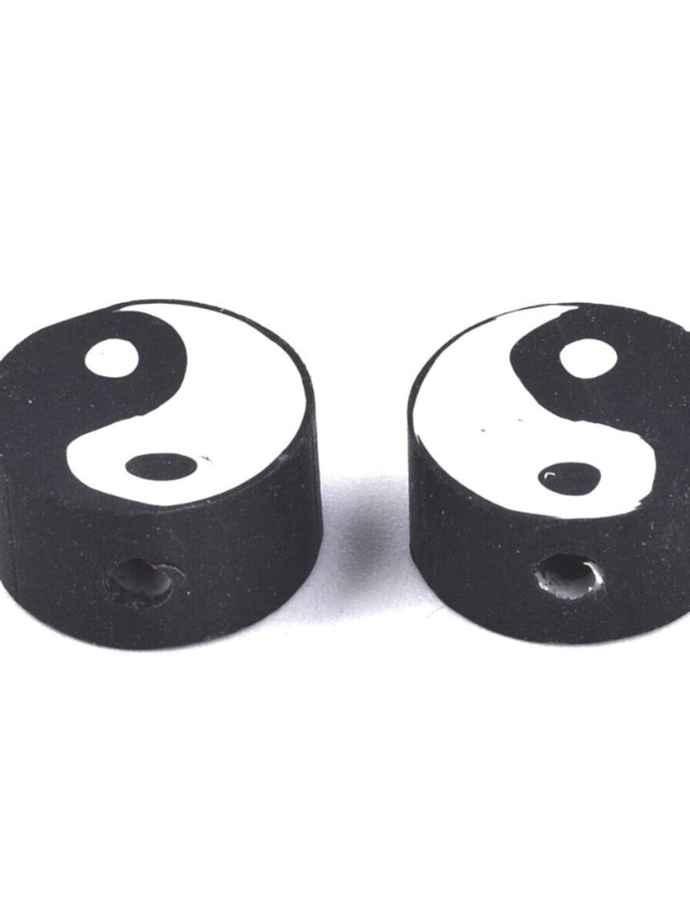 Handcrafted Black White Yin Yang Mindfulness Zen Round 10mm Coin Beads 10 pcs